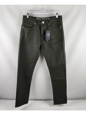 Vintage Genes Black Jeans Mens 30x30 Green Slim Fit Denim NWT